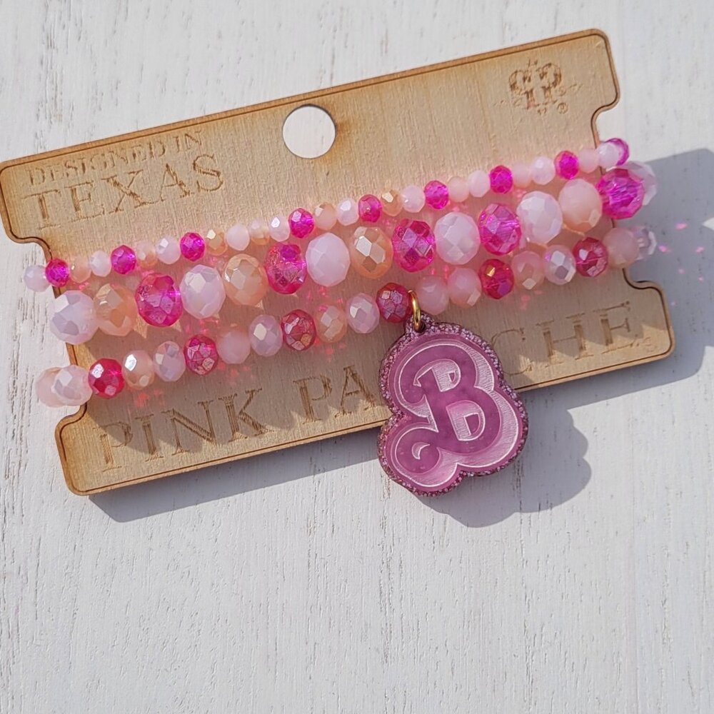 *** Barbie Bracelet "B" Bracelet - Pink Glitter - Pink Panache -